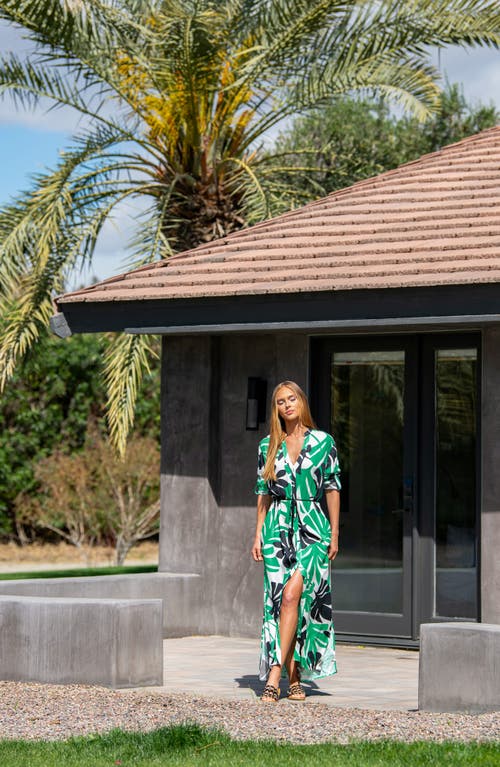 Sunshine 79 Monstera Cover-up Maxi Dress In Multi