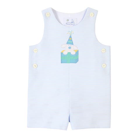 Seersucker Shortall With Present Puppy (Baby)
