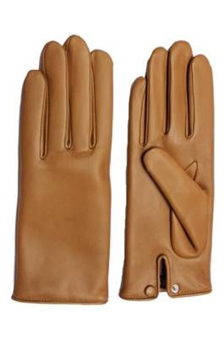 Agnelle Agatha Leather Gloves with Wrist Snap, Main, color, Toscana