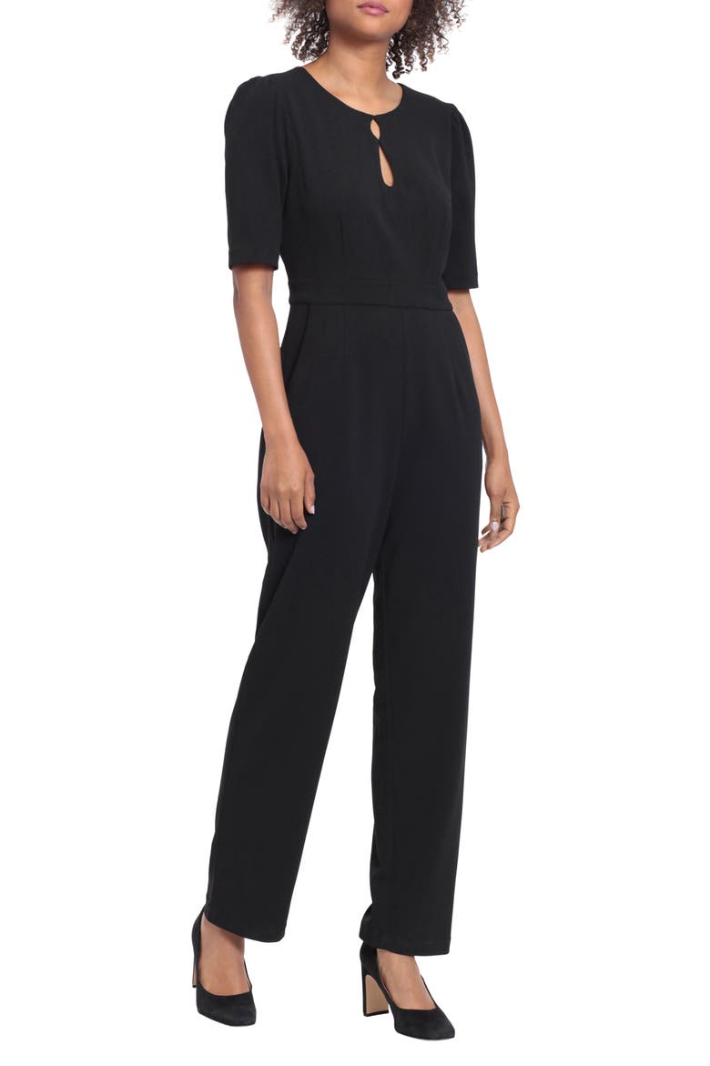 Keyhole Scuba Knit Jumpsuit, Main, color, BLACK