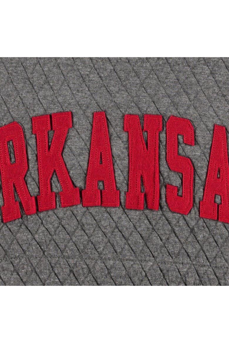 Women's Pressbox Heather Charcoal Arkansas Razorbacks Moose Quilted Pullover Sweatshirt, Alternate, color, Heather Gray
