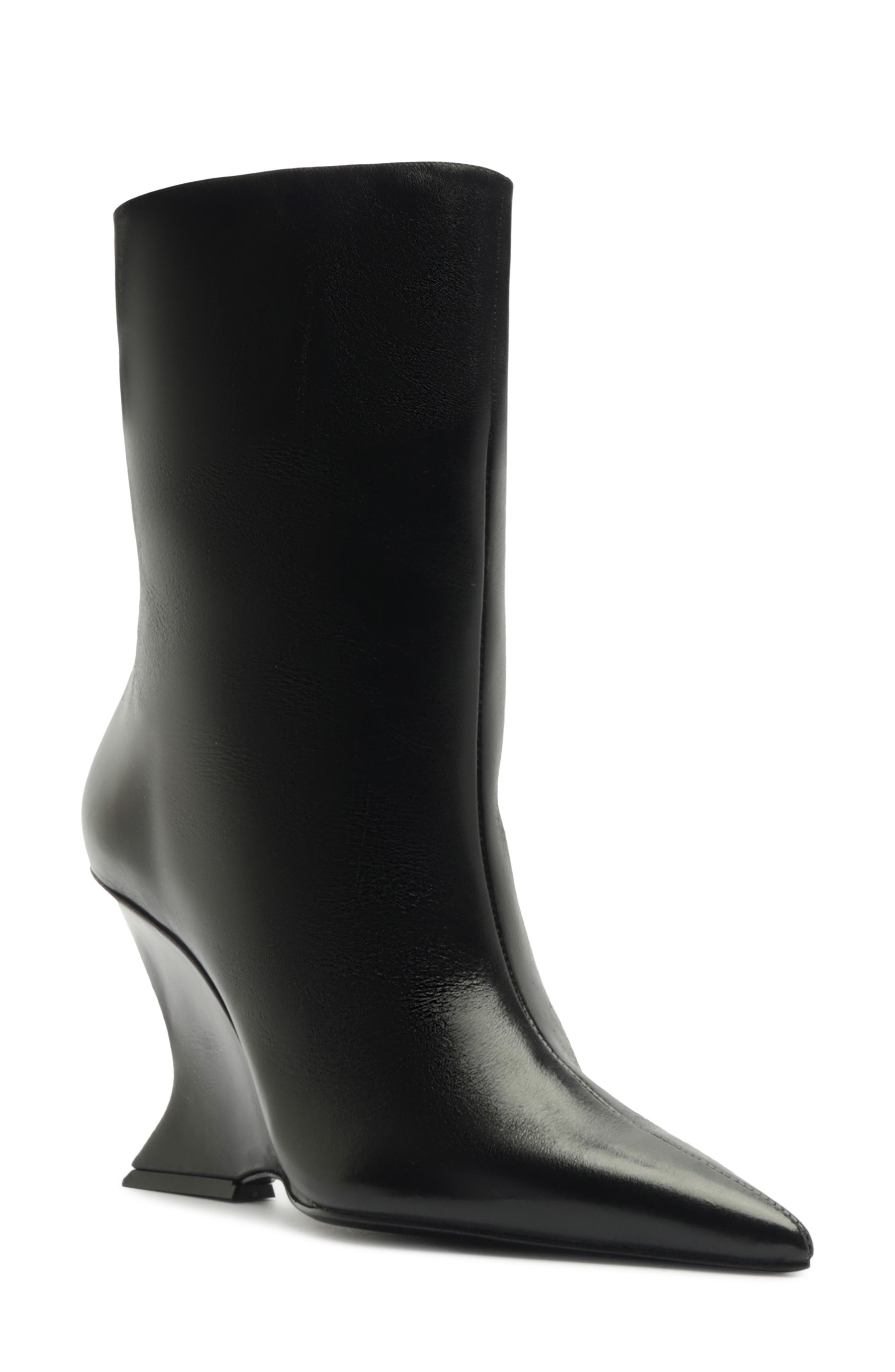 Siena Pointed Toe Wedge Bootie, Main, color, BLACK