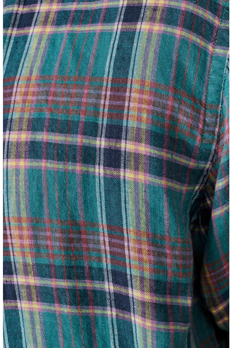 Croyland Madras Button-Down Linen Shirt, Alternate, color, Green Check
