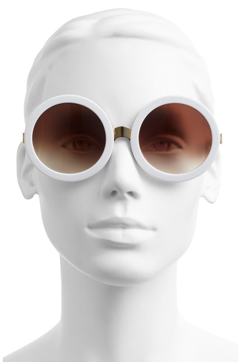 'Malibu' 56mm Round Sunglasses, Alternate, color, WHITE/ GOLD/ BROWN GRADIENT