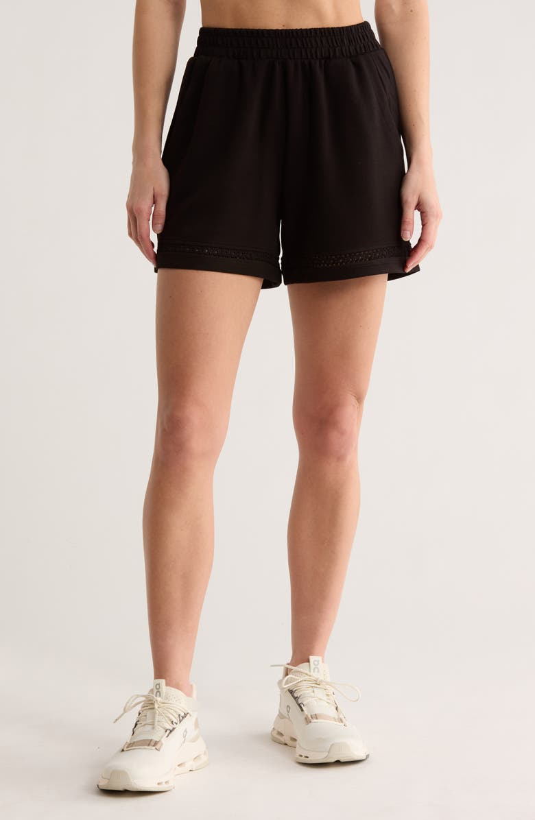 ELIE ELIE TAHARI Inset Trim Pull-On Shorts, Main, color, Black
