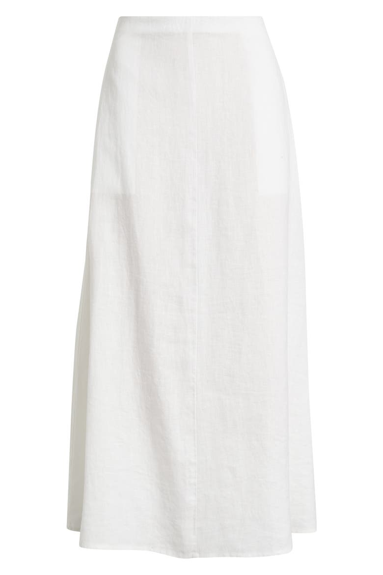 A-Line Organic Linen Midi Skirt, Alternate, color, WHITE