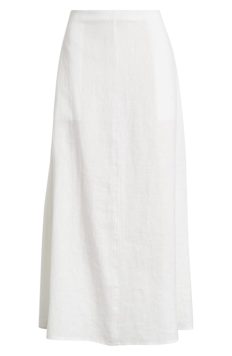 Eileen Fisher A-Line Organic Linen Midi Skirt, Alternate, color, White