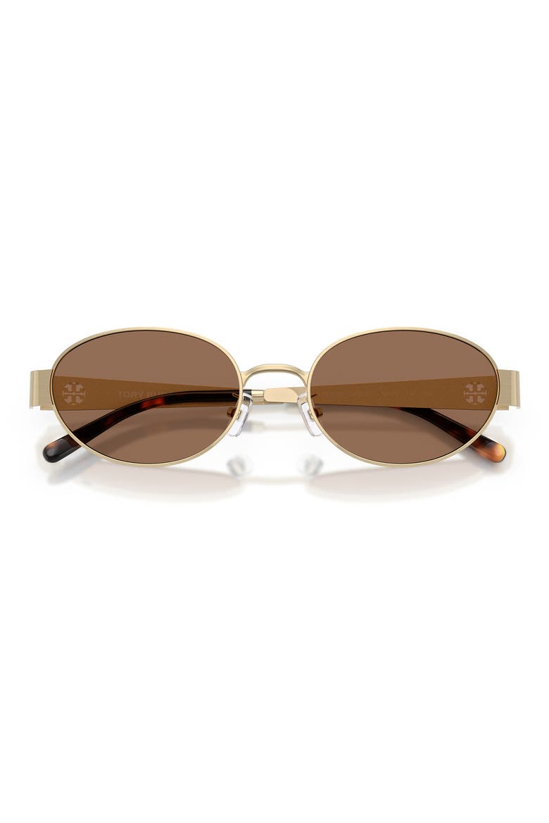 54mm Oval Sunglasses, Alternate, color, SHINY LIGHT GOLD / DARK BROWN