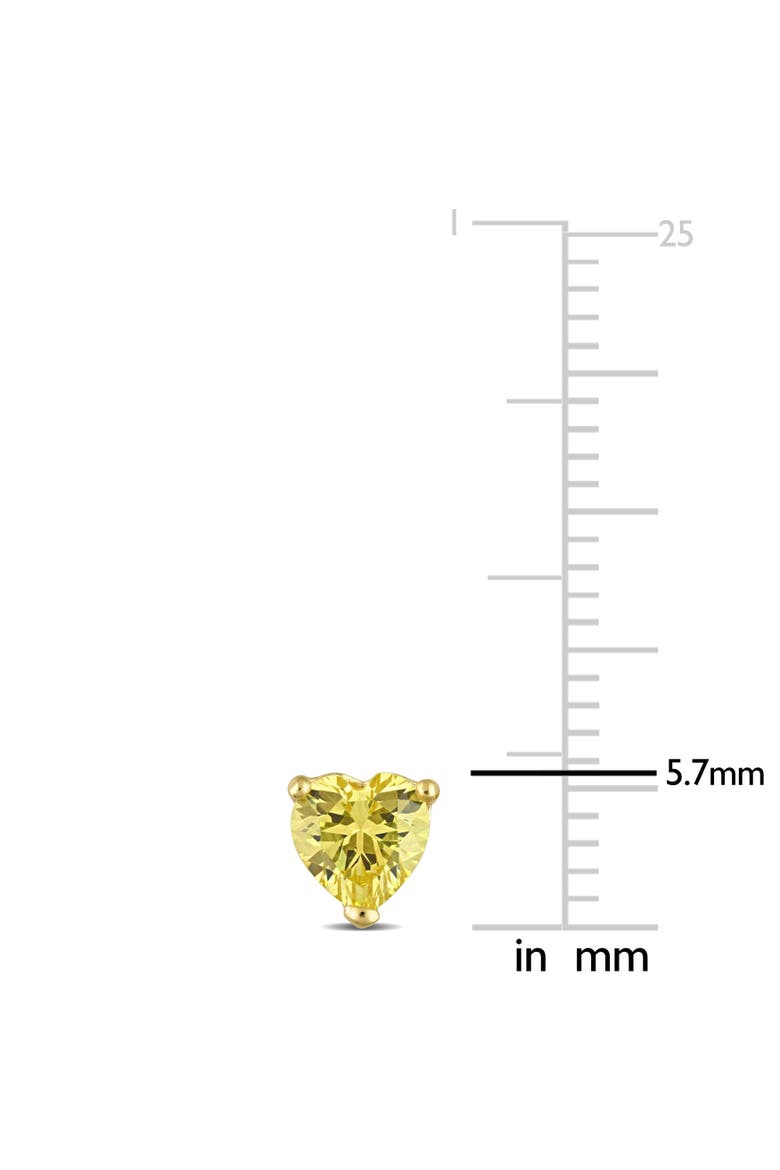 Color Zirconia Heart Stud Earrings Plated, Alternate, color, Yellow CZ/Yellow-Plated