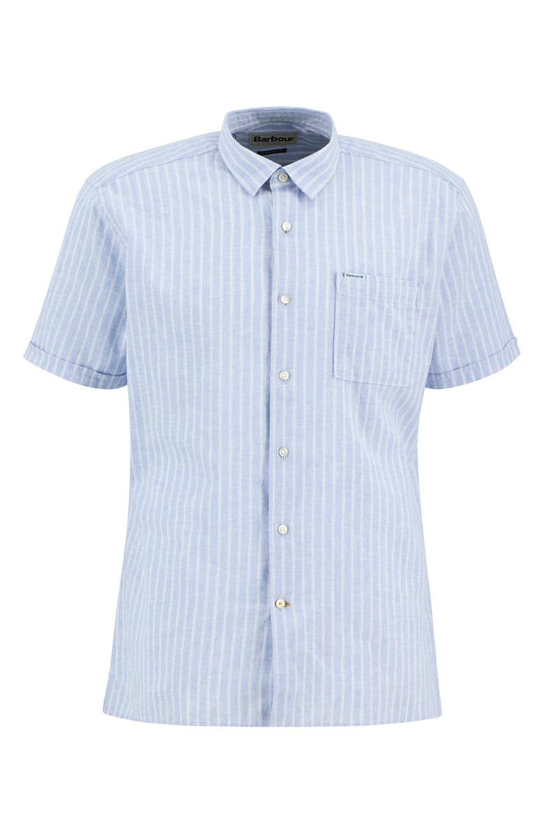 Barbour Nelson Stripe Short Sleeve Linen & Cotton Button-Up Shirt, Alternate, color, Blue