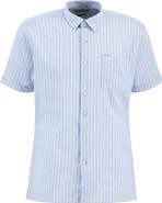 Barbour Nelson Stripe Short Sleeve Linen & Cotton Button-Up Shirt