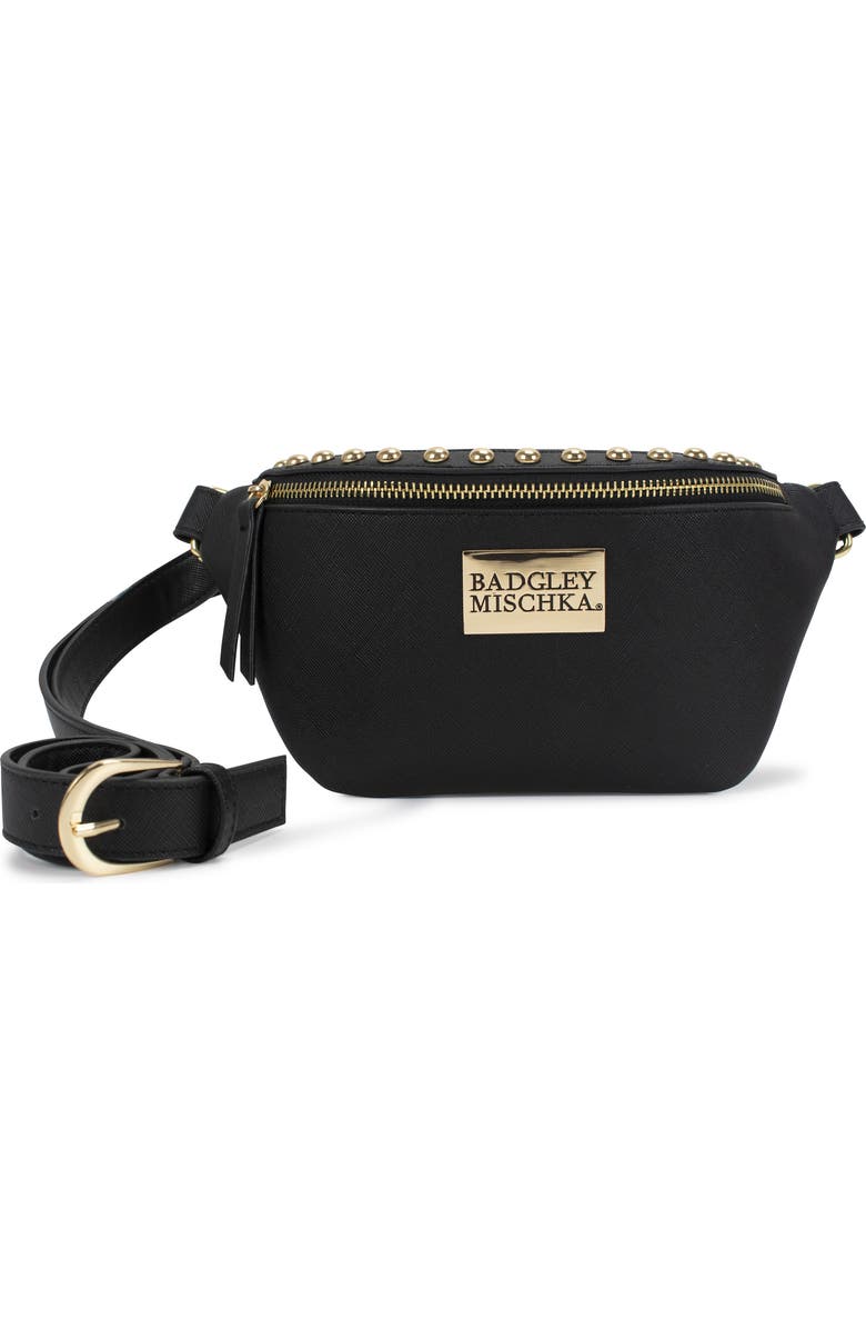 BADGLEY MISCHKA Bridgette Vegan Leather Belt Bag, Main, color, Black