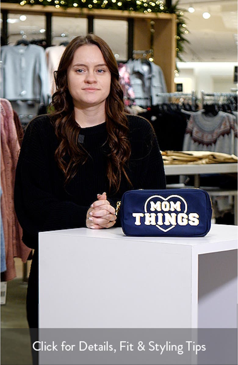 Small Mom Things Embroidered Nylon Pouch, sales video thumbnail