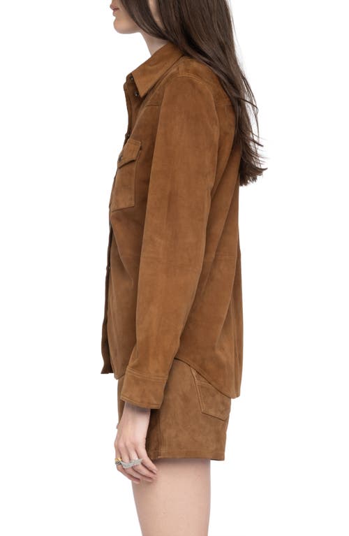 Zadig & Voltaire Suede Button-down Shirt In Brown