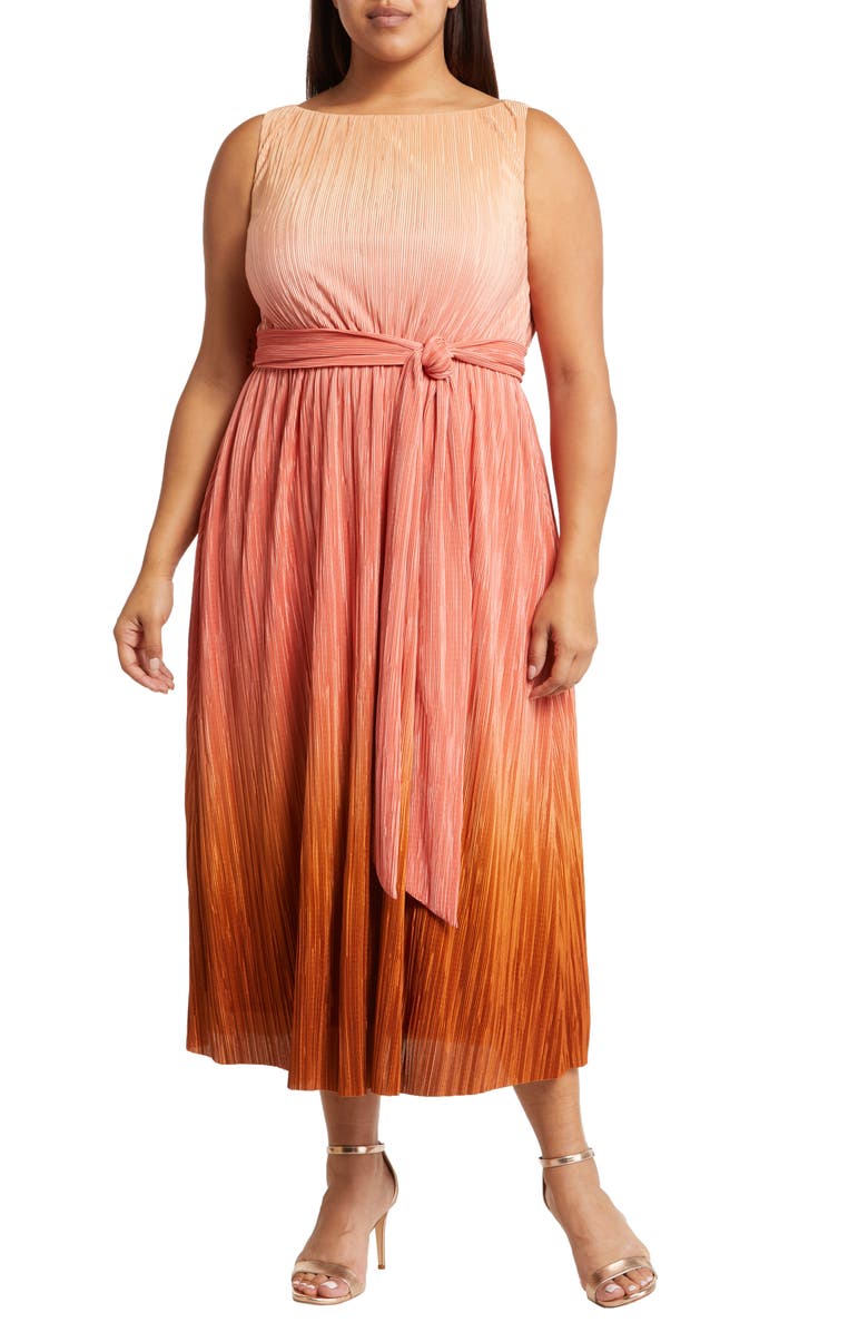 Anne Klein Plissé Pleated A-Line Dress, Main, color, 