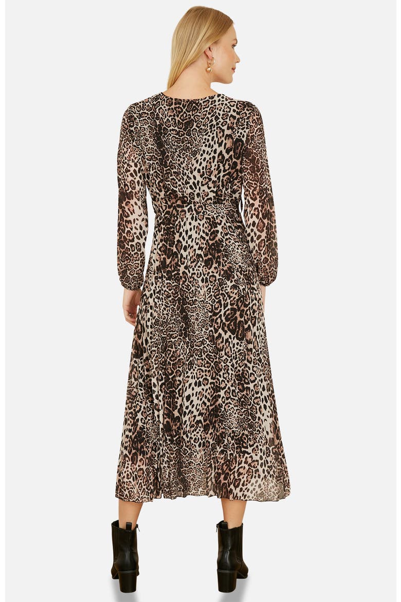 Leopard Print Long Sleeve Midi Dress, Alternate, color, Leopard