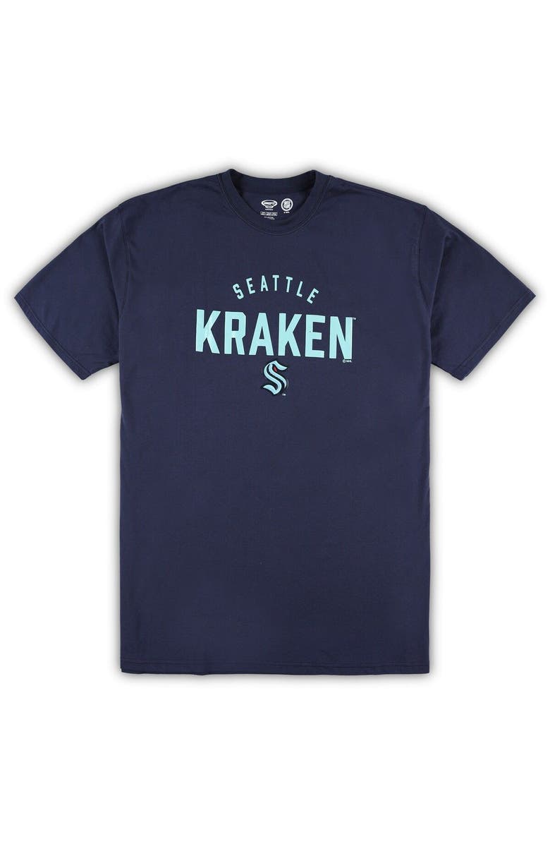 PROFILE Men's Seattle Kraken Navy/Heather Gray Big & Tall T-Shirt & Pants Lounge Set, Alternate, color, Navy