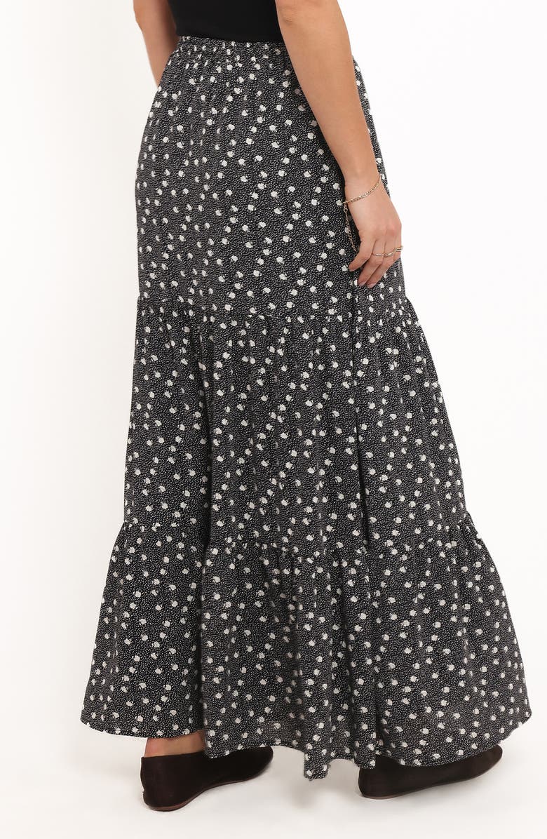Petal & Pup Vincent Tiered Maxi Skirt, Alternate, color, Black Spot