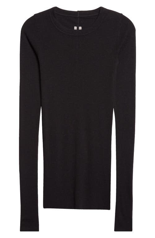 Rick Owens Long Sleeve Rib T-shirt In Black