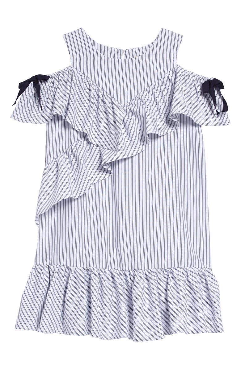 Habitual Kids' Stripe Cold Shoulder Shift Dress, Main, color, 
