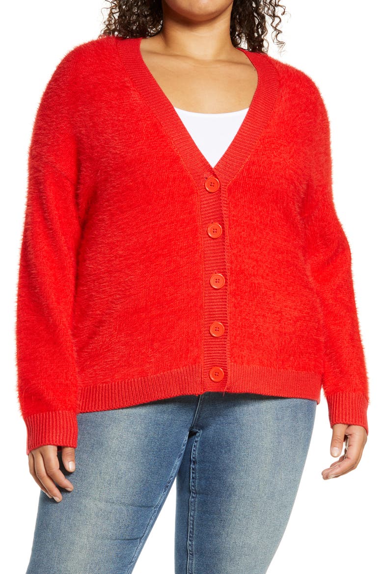 Supersoft Crop Cardigan, Main, color, RED