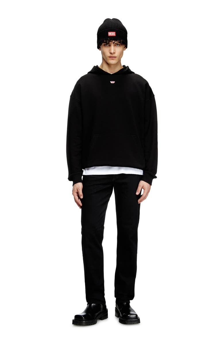 DIESEL<sup>®</sup> Logo Patch Relaxed Fit Organic Cotton Hoodie, Alternate, color, Deep/ Black