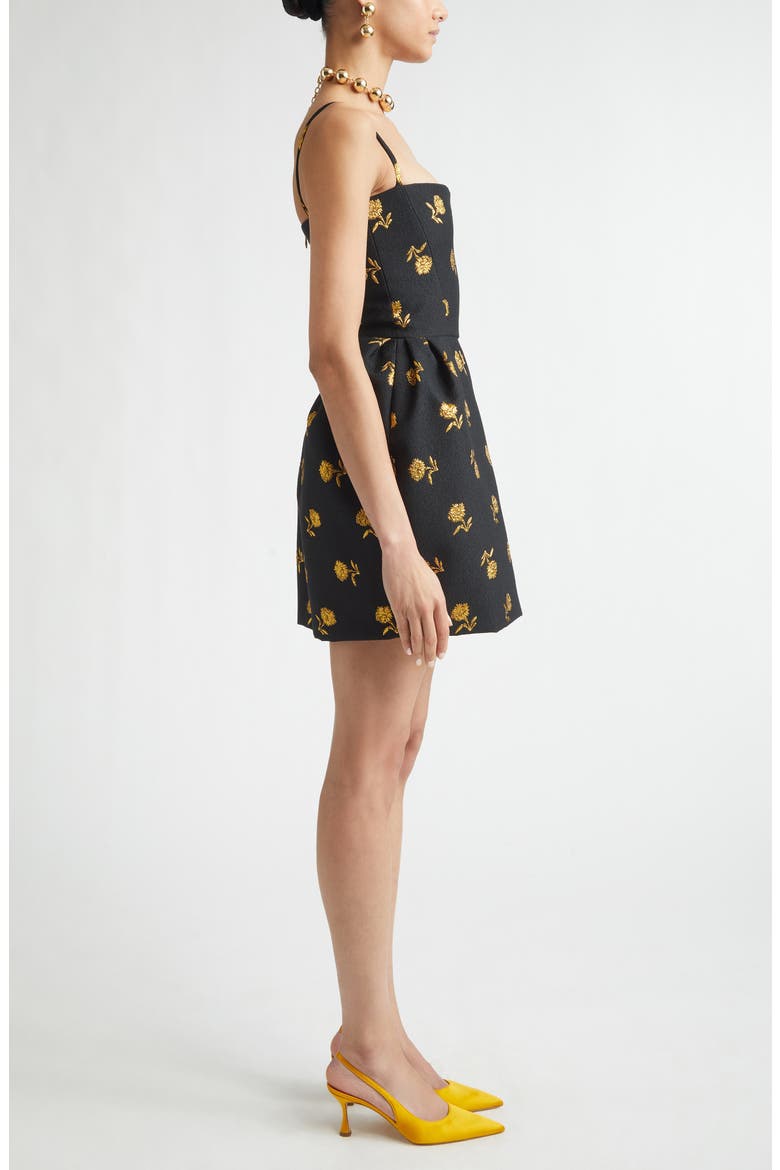 Carnation Metallic Brocade Bell Shape Minidress, Alternate, color, BLACK MULTI