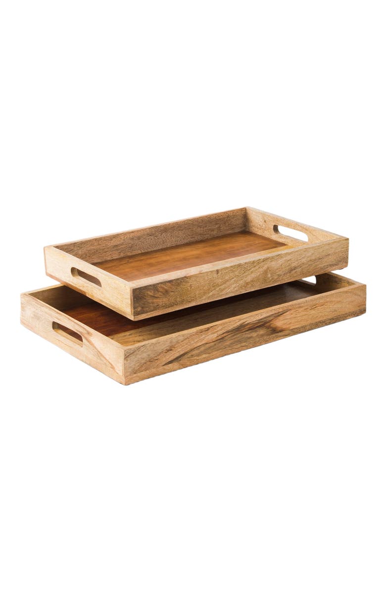 Mela Artisans Rustic Elegance Two-Tone Serving Tray Set, Alternate, color, Brown