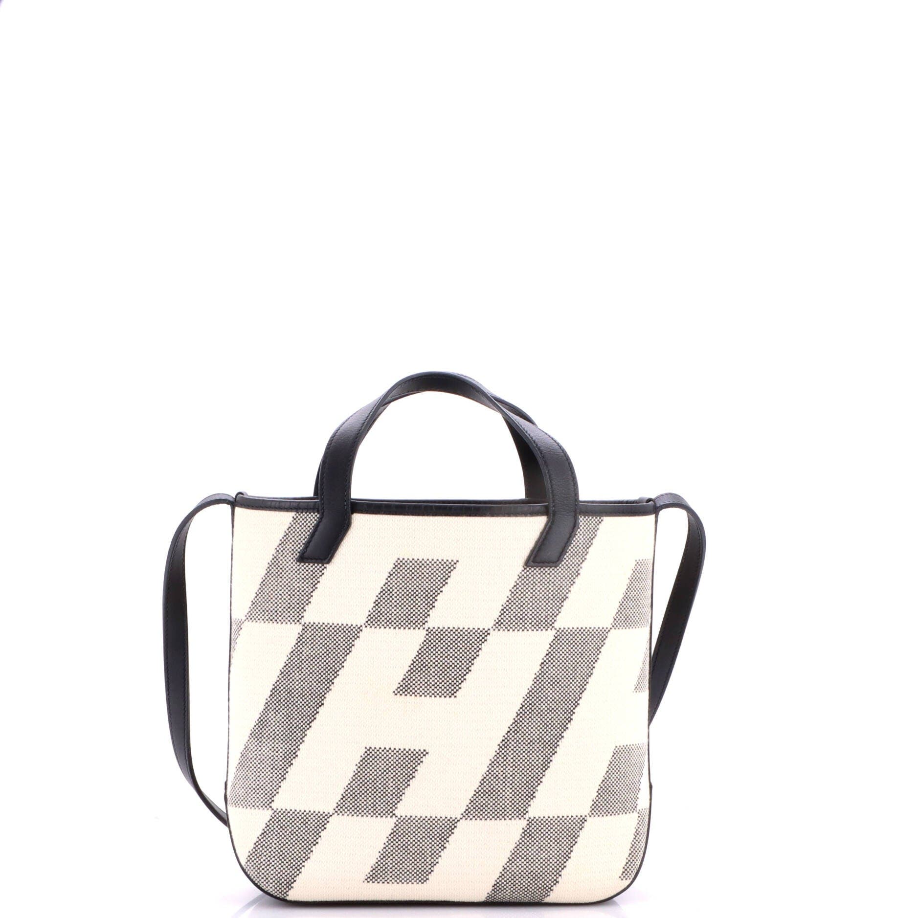 Cabas H en Biais Tote Canvas with Leather 27, Alternate, color, Black