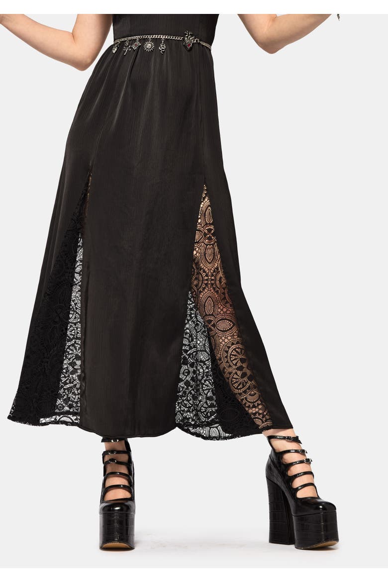 Nite Lace Godet Cami Maxi Dress, Alternate, color, Black