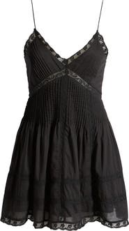 LoveShackFancy Docila Lace & Pintuck Detail Cotton Minidress