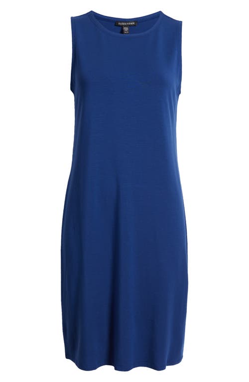 Eileen Fisher Stretch Jersey Knit Tank Dress In Blue