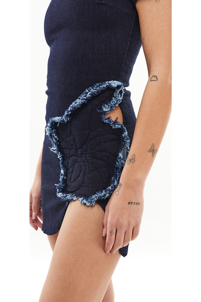 Carla Cut Out Flower Mini Dress, Alternate, color, Dark Denim