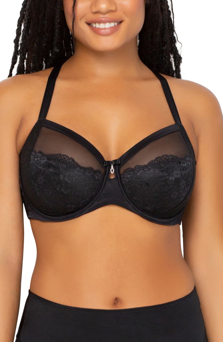 Curvy Couture Luxe Lace Underwire Bra, Main, color, Black Hue