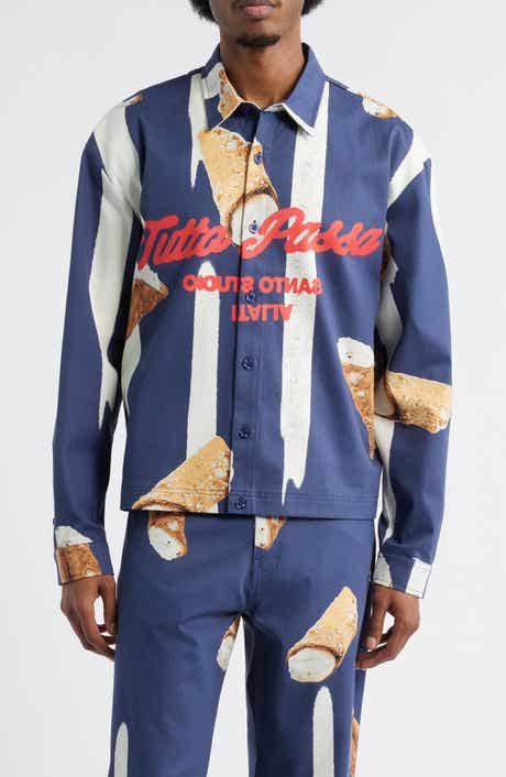 Cafe Graphic Button-Up Shirt