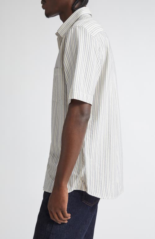 Sunspel Stripe Short Sleeve Button-up Shirt