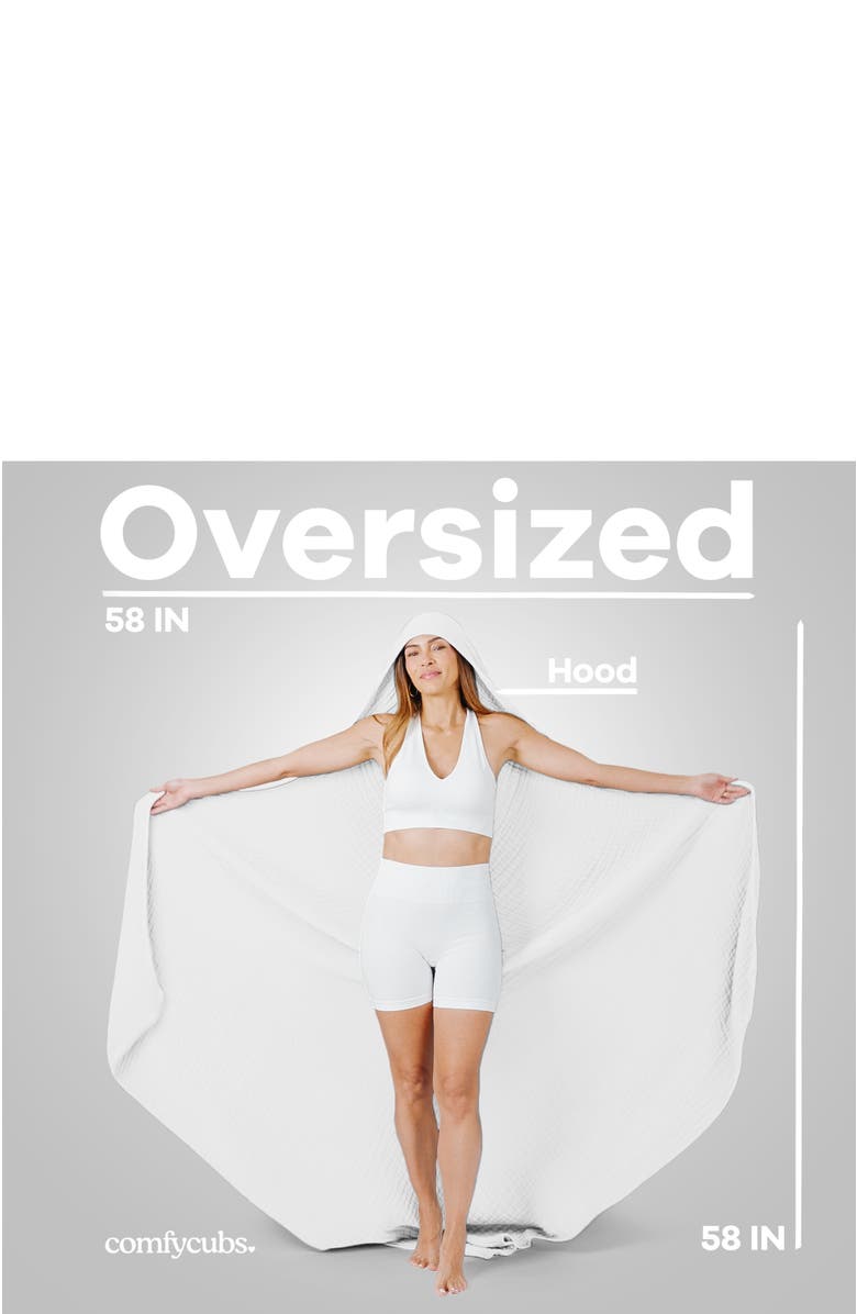 Comfy Cubs Adult Muslin Hooded Towel, Alternate, color, White