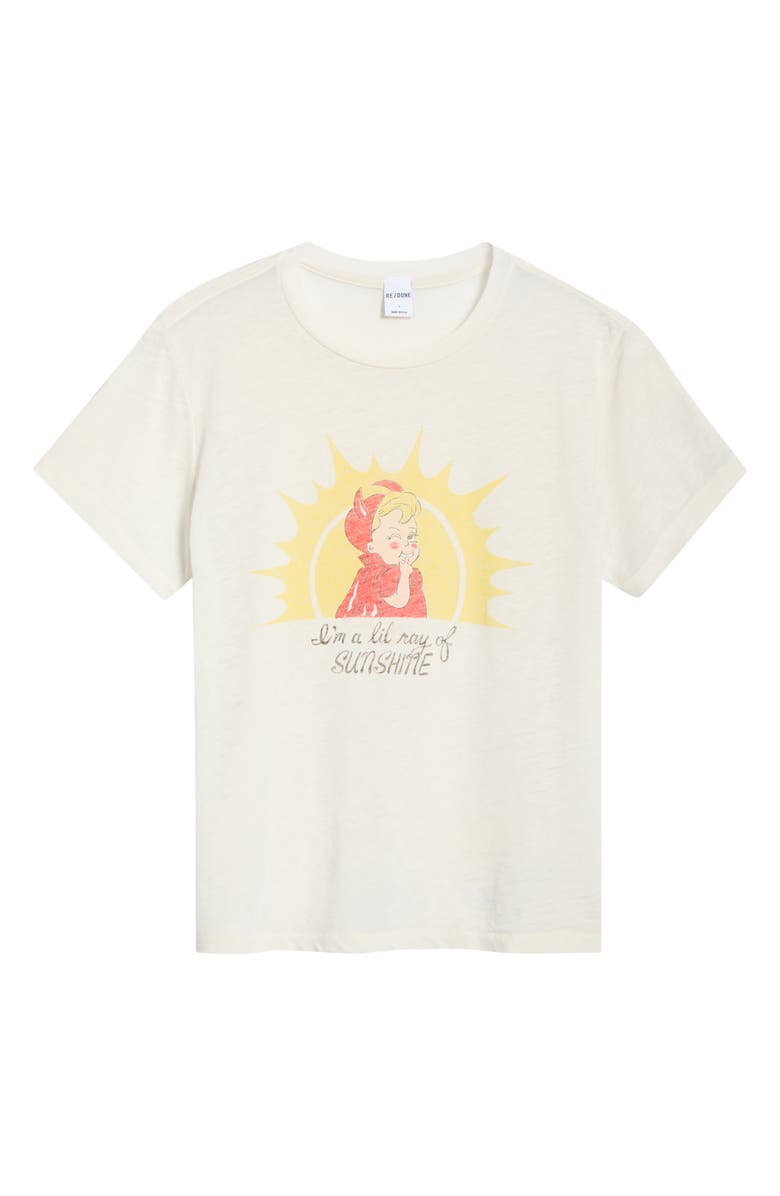 Re/Done Ray of Sunshine Graphic T-shirt, Main, color, Vintage White
