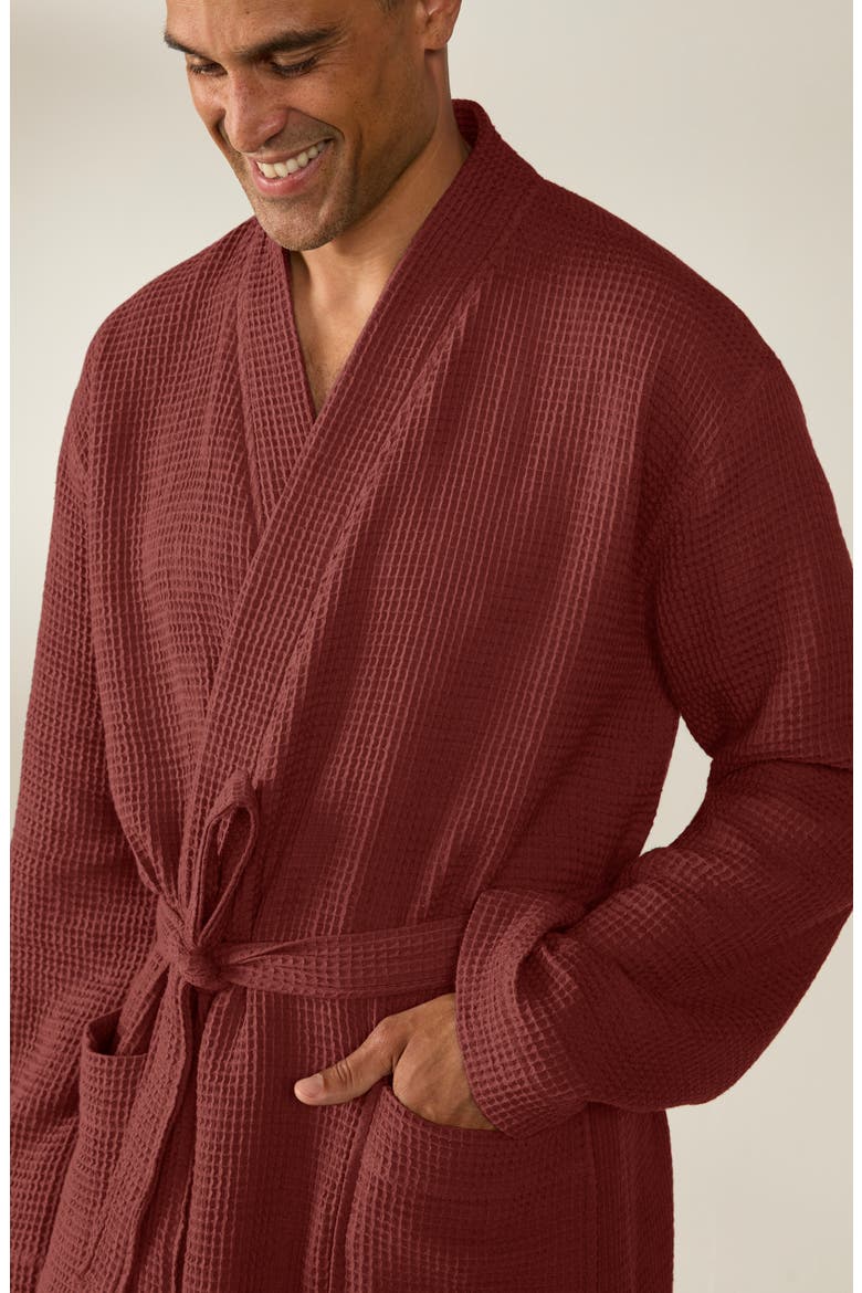 Gender Inclusive Organic Cotton Waffle Texture Robe, Alternate, color, GARNET