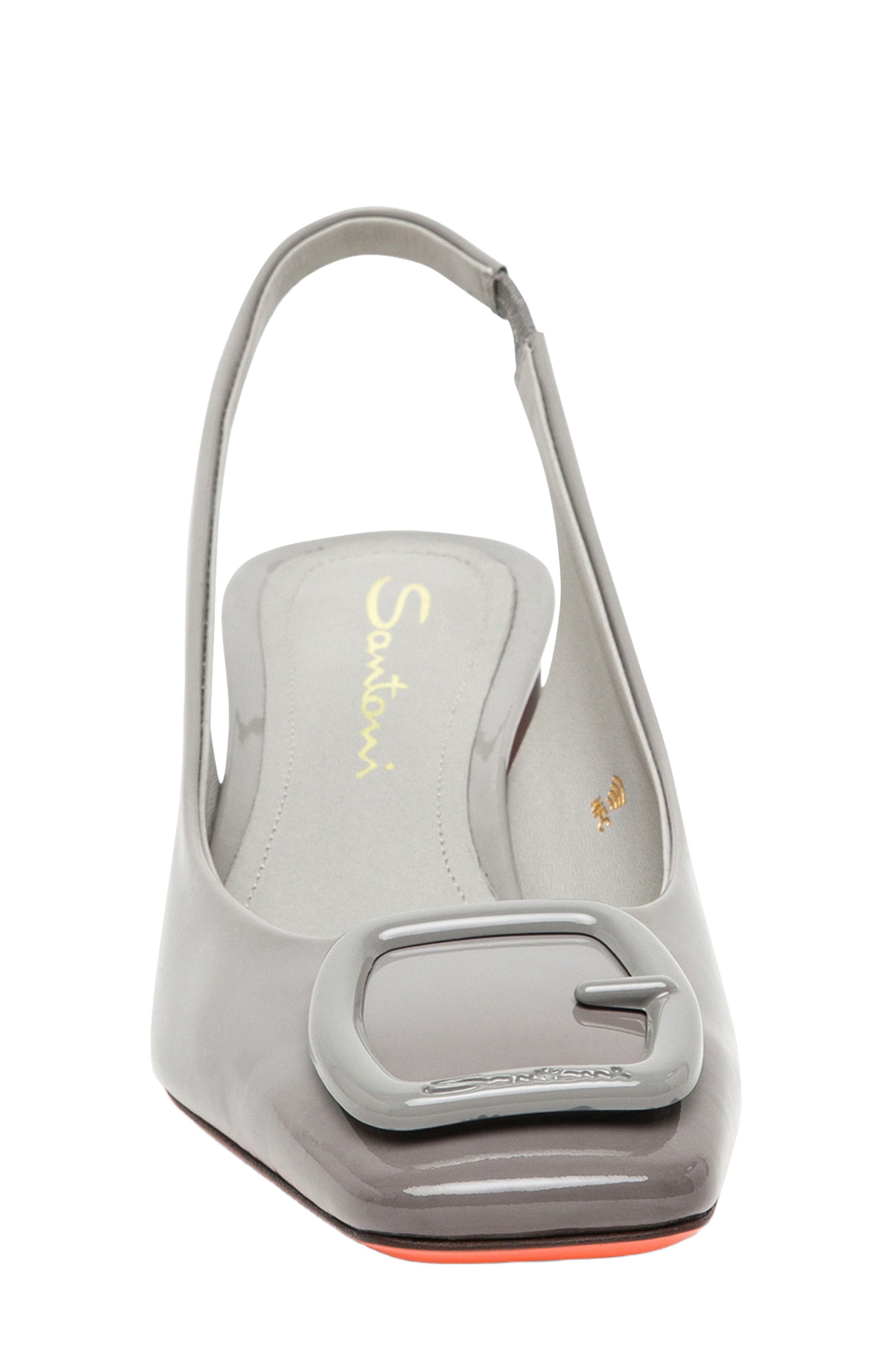 Santoni Women
s mid-heel slingback, Alternate, color, Gray