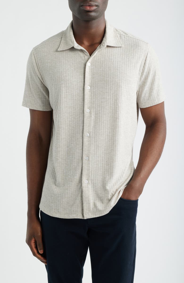 Robert Barakett Anton Knit Button-Up Polo, Main, color, Moonstone