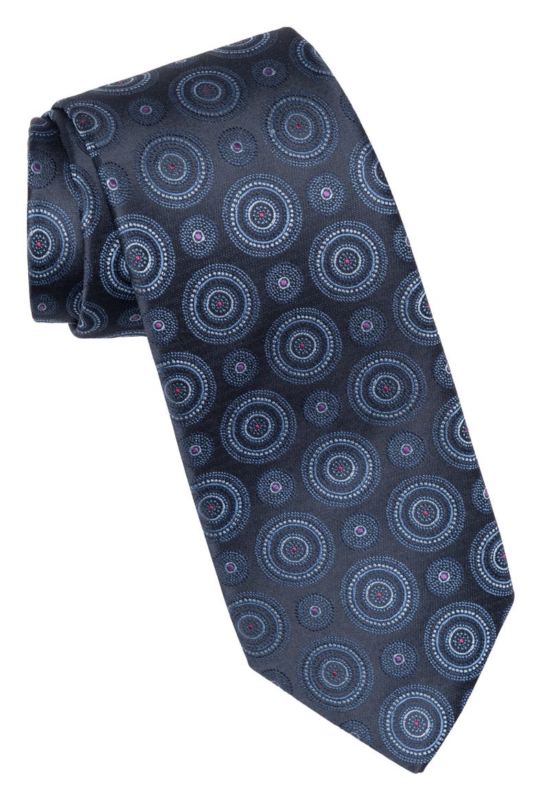 Cefalù - Silk Jacquard Tie for Men, Main, color, Navy and Blue