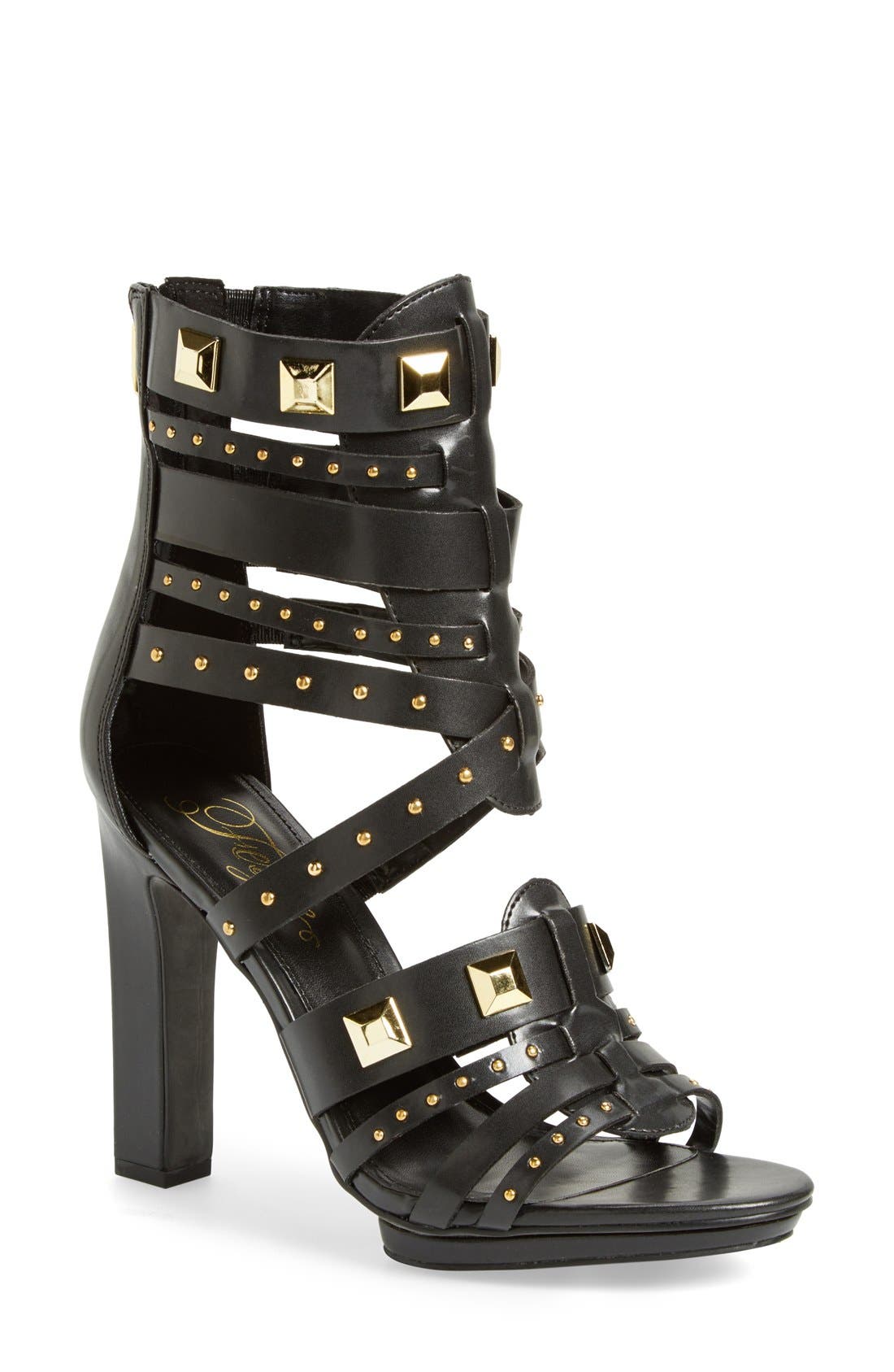 'Bonnie' Studded Strappy Sandal, Main, color, BLACK