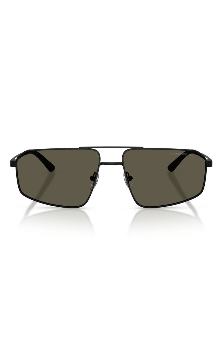 Emporio Armani 59mm Aviator Sunglasses, Main, color, Matte Black / Dark Grey