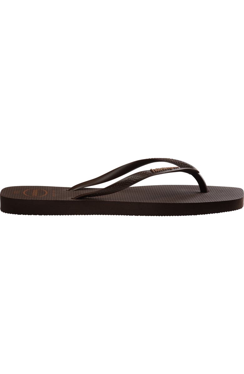 Havaianas Slim Square Logo Flip Flop, Alternate, color, Dark Brown