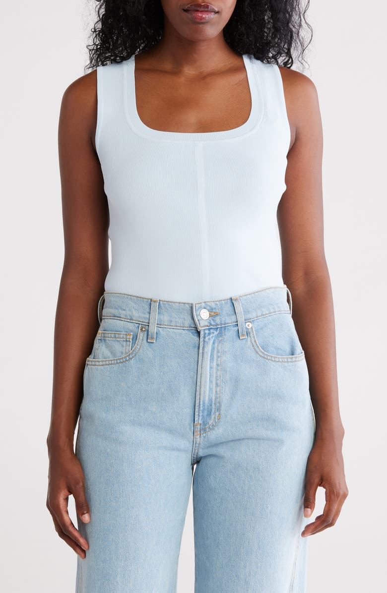 DKNY Mixed Media Sleeveless Sweater, Main, color, Skyway Blue