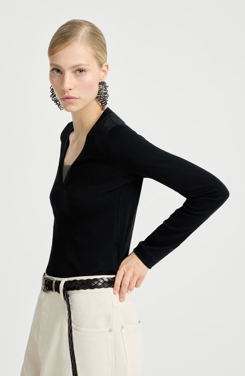 Brunello Cucinelli Ribbed jersey T-shirt, Alternate, color, Black