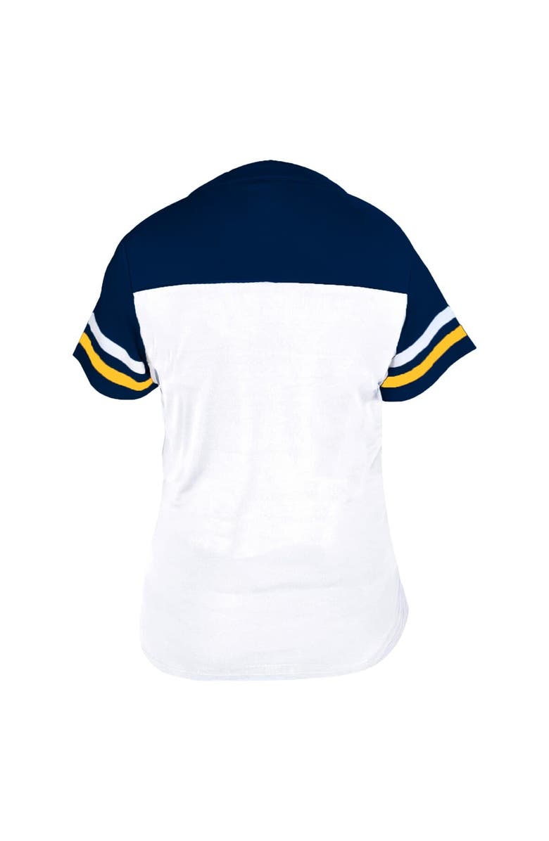 FANATICS Women's Profile White/Navy Milwaukee Brewers Plus Size Two-Stripe V-Neck T-Shirt, Alternate, color, White