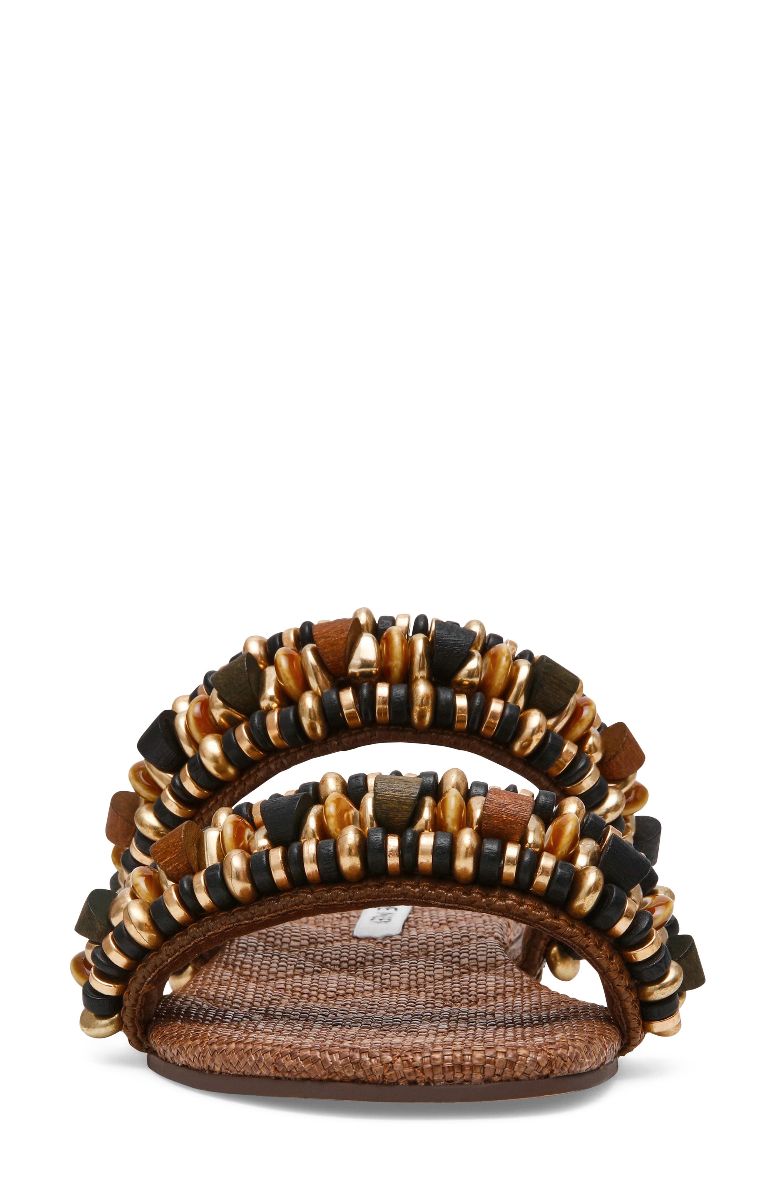 Steve Madden Messima Beaded Two-Strap Sandal, Alternate, color, Brown Raffia