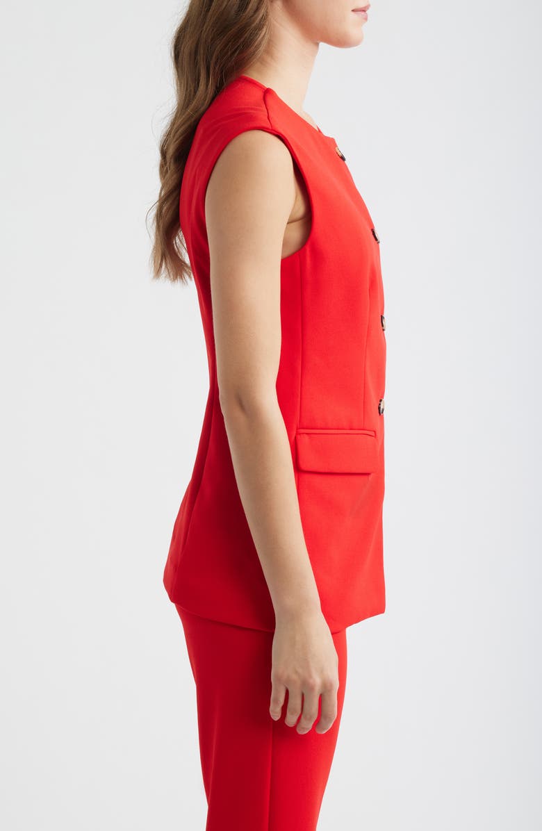 Anne Klein Collarless Vest, Alternate, color, Begonia Red